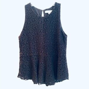 2/$30 Loft - Black Sleeveless Blouse with Peplum Hem Size Small